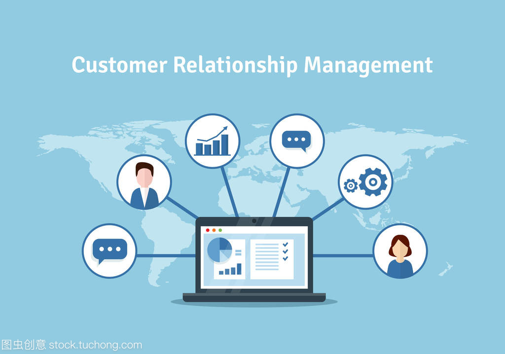與客戶,Crm 概念上工作的數據組織。客戶關系管理矢量圖